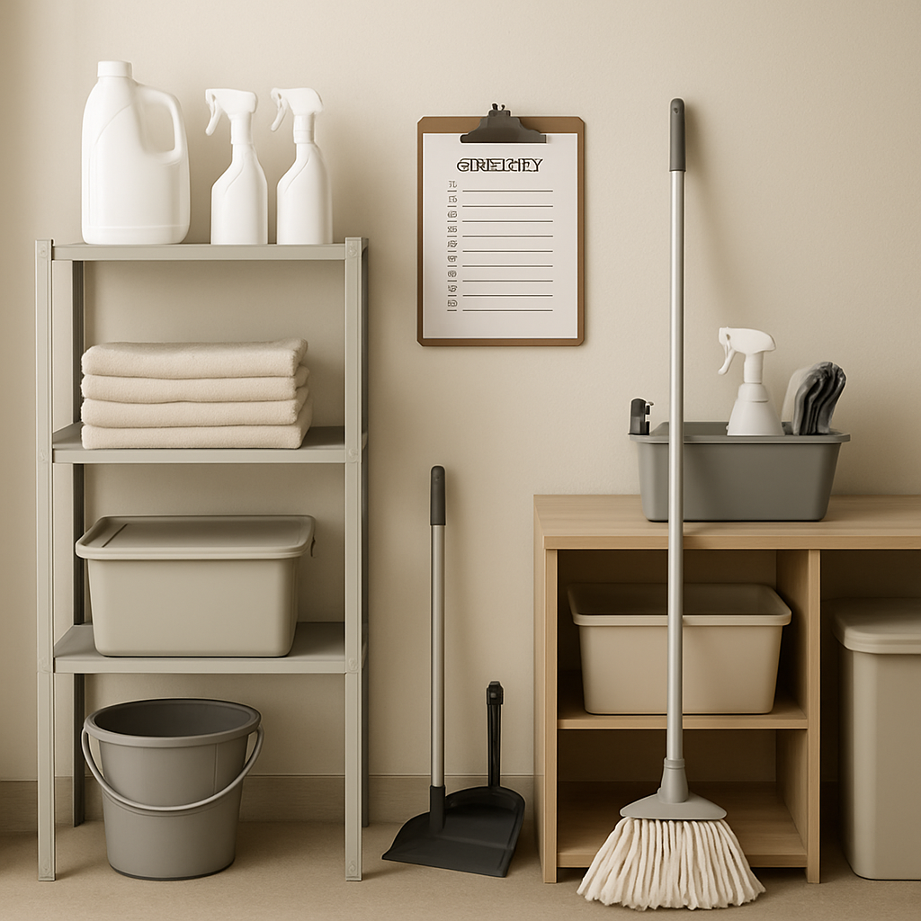 Organized cleaning and maintenance supplies