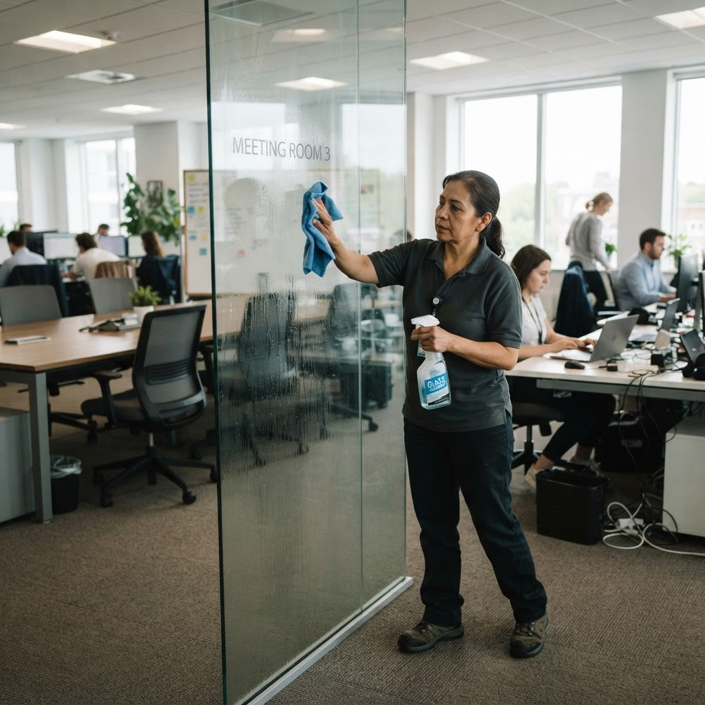 Commercial office cleaning by Cedar Ridge property services